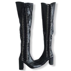 Jeffery Campbell 5 Elektra Corset Over The Knee OTK Boots Lace Up